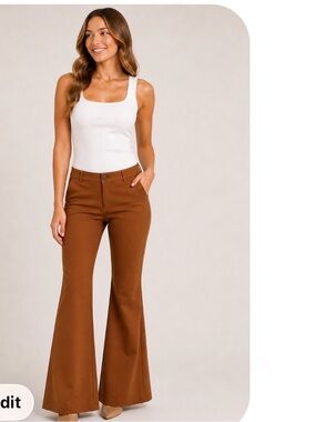Mossimo Chocolate Brown Stretch Wide Leg Trouser Pants Size 2